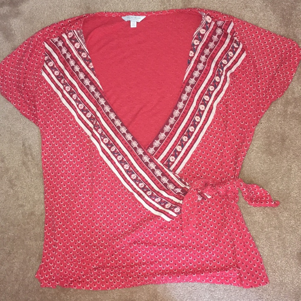 Dusty rose wrap top by Lucky Brand